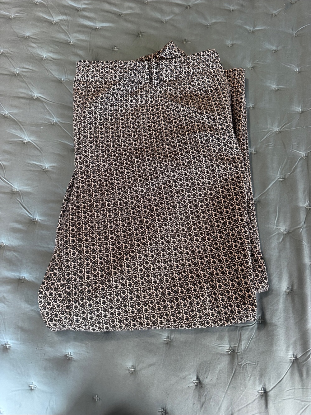 Printed Black and White Midi Pants